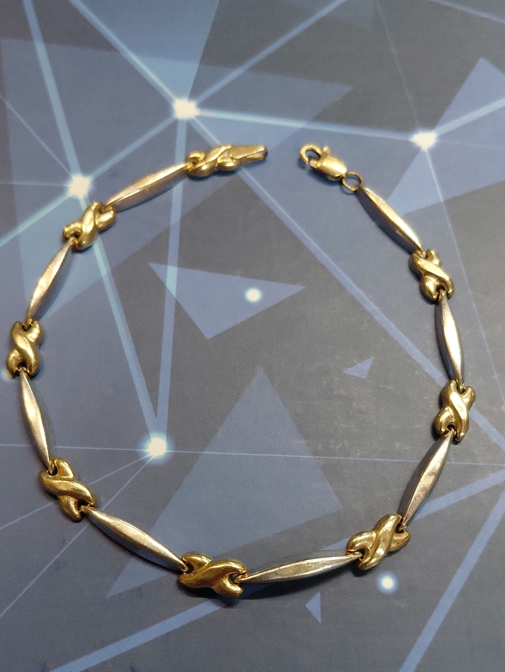 Aurafin Solid 14 Karat White And Gold Bracelet. Aurafin Vintage 1980s 8"